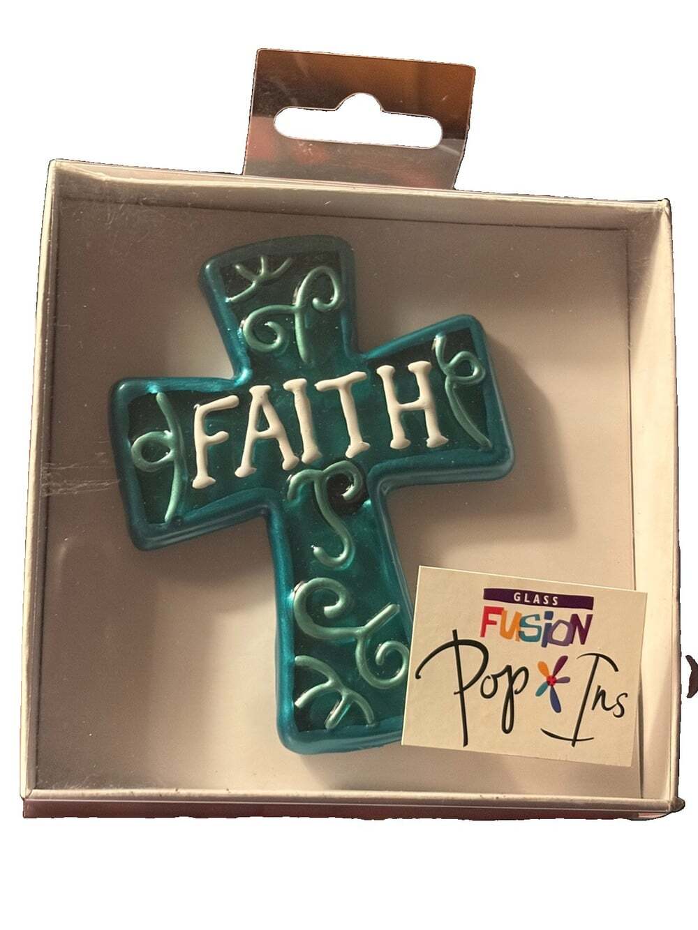 Glass Fushion Pop Ins Faith Cross 4”X2.5” , Lori Siebert For Silvestri